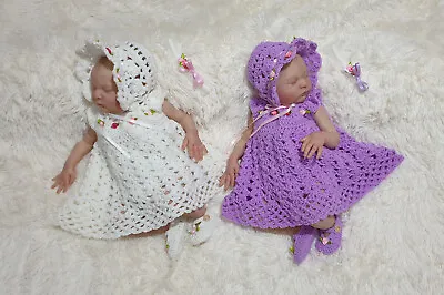Hand Crochet Twin Lacy Dress Sets ~ Fits 20  Reborn Dolls • $129