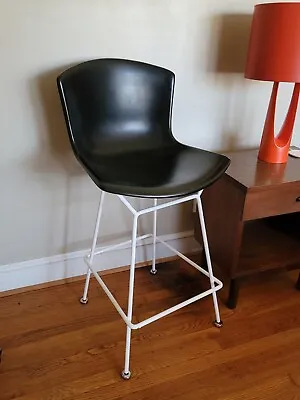 Vintage Harry Bertoia Knoll Black Fiberglass Tall Bar Stool Black & White Chair  • $399.99