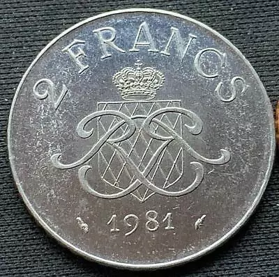 1981 Monaco 2 Francs Coin UNC +  ( Mintage 275K )     #M144 • $13.81