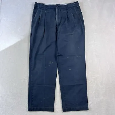 Vtg 70s Cintas Pleated Work Slacks Pants 34x28 Blue Painter USA Made Scovill Zip • $26.95
