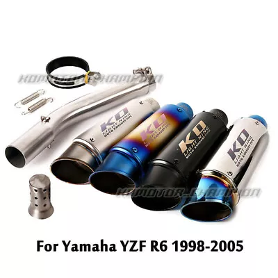 For Yamaha YZF R6 1998-2005 Modified Exhaust Link Pipe Connect 51mm Muffler Tips • £109.04