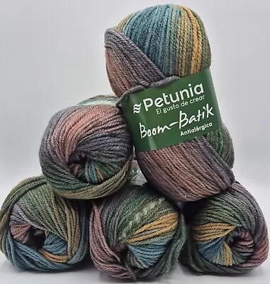 Petunia Boom Batik Aran Knitting Crochet Yarn 5X100g  Balls-As Pictured#s22 • £0.99