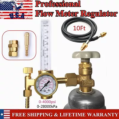 Flow Meter Regulator Argon CO2 Mig Tig Welding Flowmeter Gas Gauge Welder + Hose • $31.98