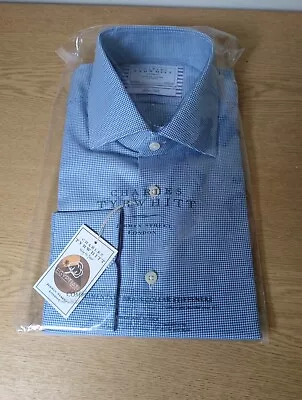 Charles Tyrwhitt Blue Cheque Egyptian Cotton Slim Fit Shirt 16. 5/33in • £22.99