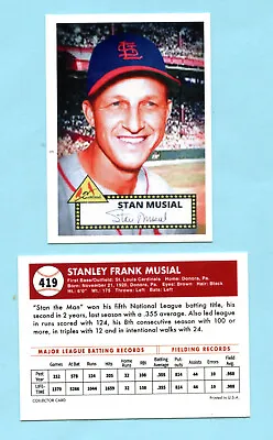 Stan Musial # 419 St. Louis Cardinals 1952 Style Baseball Art Card • $9.95