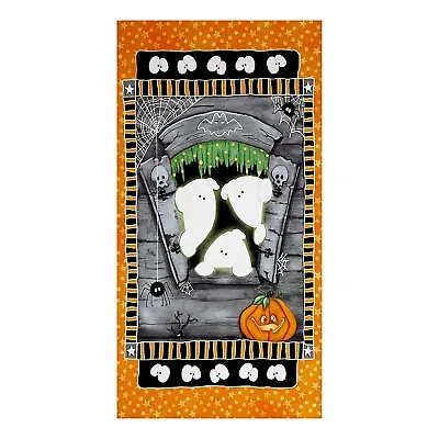 23  Fabric Panel - Henry Glass Chills & Thrills Glow In Dark Halloween Ghost • $8.98