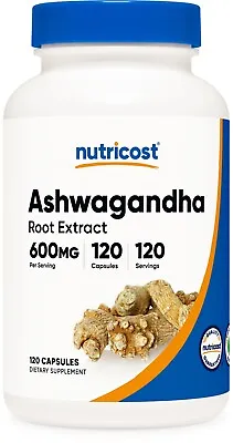 Nutricost Ashwagandha Root Herbal Supplement 600mg (120 Capsules) • $15.99