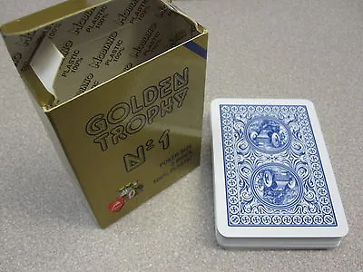 Modiano Plastic Playing Card Deck GOLDEN TROPHY BLUE Made In Italy New • $11.99