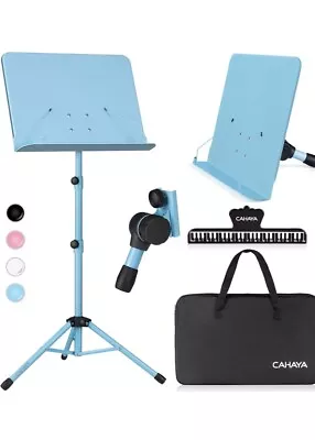 2 In 1 Dual Use Sheet Music Stand Solid Back Carry Bag Metal Blue Instruments • $26.40