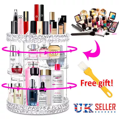 Rotating Makeup Organiser Large 360 Cosmetic Storage Box Perfume Display Stand • £10.99