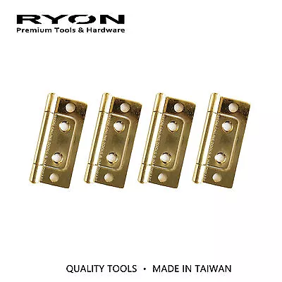 Flush Hinge 50mm 2  Brass Plated Cabinet Door Hardware Chest Jewelry Box • $22.50