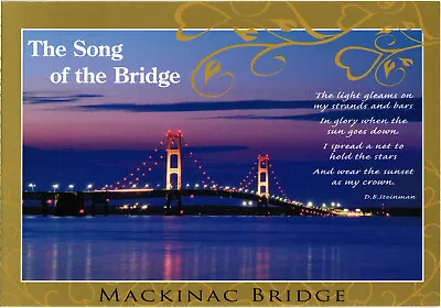 Mackinac Bridge Michigan The Song Of The Bridge  Postcard Unposted • $4.39