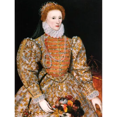 Anonymous Portrait Queen Elizabeth England Painting Canvas Wall Art Print Poster • £13.99