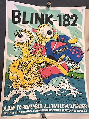 Blink 182 Silk Screen Poster 2016 8/100 Jeff Lamm Saratoga Springs NY Rare A.V. • $250