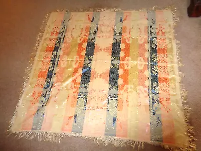 Vintage Victorian Tapestry Silk With Figurine Design Tan/organge/blue 48 X 48  • $49.99