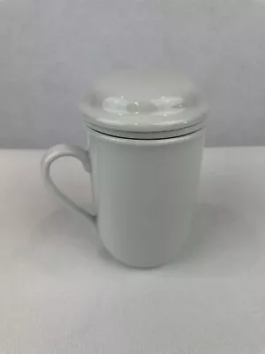 Ceramic Tea Infuser Mug Cup With Lid Insert And Clean Strainer Minimalist • $12