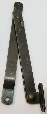 Pair 2 Antique Brass Steel DROP FRONT DESK LID STAYS Hinges Trunk Chest Mailbox • $6.50