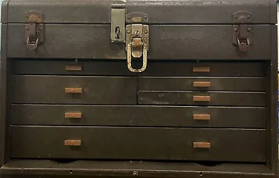 Vintage Kennedy Machinist Tool Box 7 Drawer 520 Brown W/ Leather Handle • $115