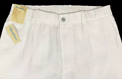 $44.99 • Buy Men's CARIBBEAN White 100% LINEN Drawstring Pants 36x34 NEW NWT Cargo NiCe!