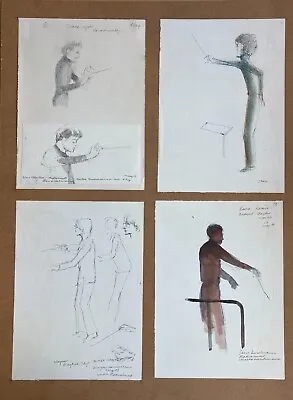 4 Aquarelle Sven Enselmann 1926 Musician Studies Drawings Sketches Conductor • $134.21