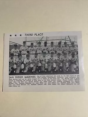 San Diego Marines California Third Place 1958 Baseball Team Picture • $16