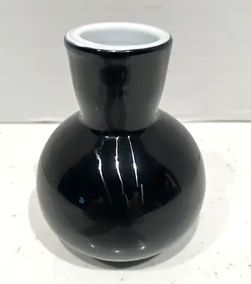 Vtg. Black Cased Glass Mini Bud Geometric Vase Mikasa? Japan ? 1980's 4  Mcm • $19.95