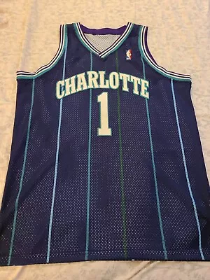 Charlotte Hornets Muggsy Bogues Authentic Jersey 52 USA 2xl Xxl Rare Alternate • $166.61