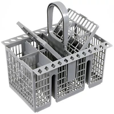 Dishwasher Cutlery Basket Cage Tray Removable Handle Lid Rack Universal Grey • £10.99