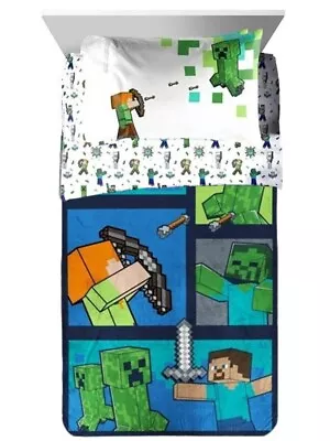 Minecraft  Mojang  Kids Twin/Full Blanket & Sheet Set-W26099973778 W17690601867 • $74.95