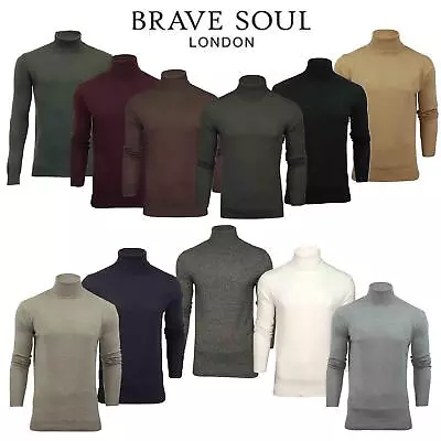Brave Soul Men's Turtle Roll Neck Knitted Jumper Long Sleeve Pullover Sweater • £14.99