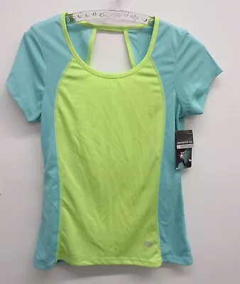 Marika Tek Athletic Top Shirt Womens M Medium Turquoise Green Open Back • $14