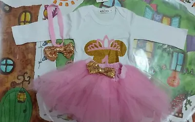 One Mini Crown Tutu Outfit Baby Girl Cake Smash One Photo Shoot • $22.74