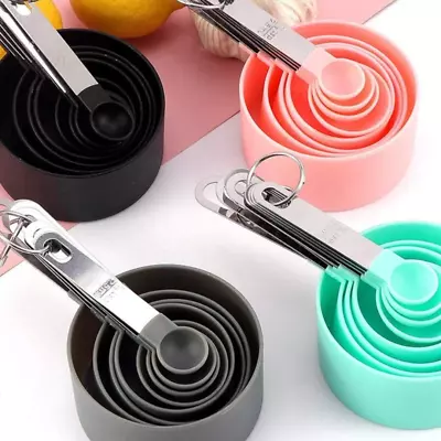 Measuring Cups And Measuring Spoons Set 8 Piece Stainless Steel Handle Baking • $7.59