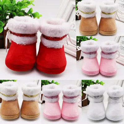 Newborn Baby Boy Girl Pram Shoes Infant Faux Fur Boots Winter Snow Warm Booties • £4.99