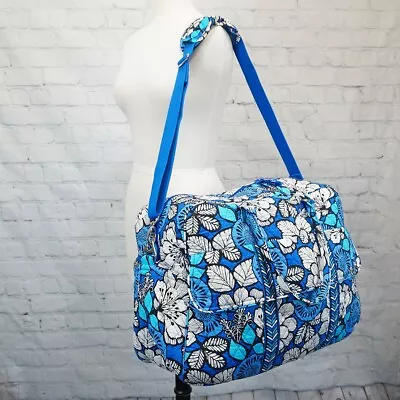 ❤️ VERA BRADLEY Blue Bayou Grand Weekender Duffel Blue White Floral • $66.99