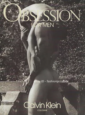 Vintage CALVIN KLEIN Obsession 1-Page MAGAZINE PRINT AD 1992 Man's Bare Butt • £14.25