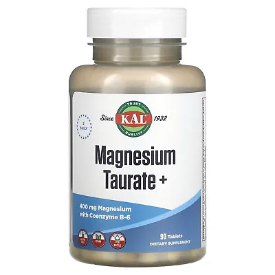 KAL Magnesium Taurate  400 Mg 90 Tablets Vegan Vegetarian • $17.99