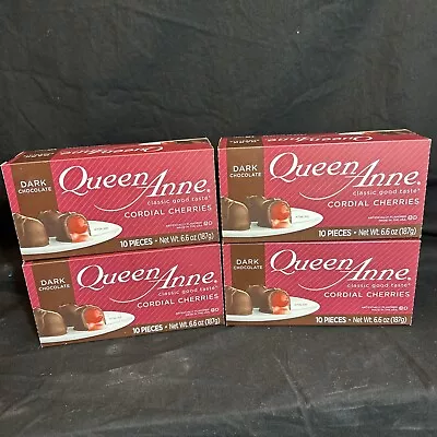 Queen Anne Dark Chocolate Cordial Cherries 10 Pieces Per Box (4 Boxes) • $19.99