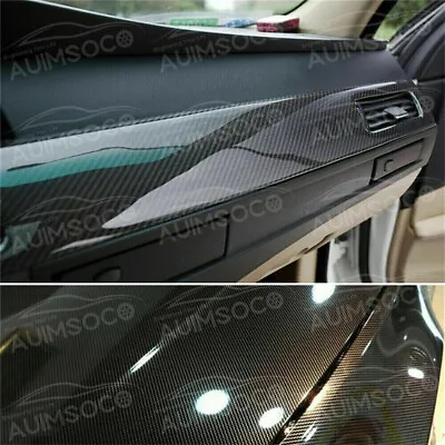 Car Sticker 7D Carbon Fiber Vinyl Foil Film Decal Black Waterproof Auto Parts • $17.41