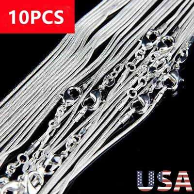 Lots 10PCS 1mm Snake Chain Necklace Wholesale 16 -30  Jewelry Sterling Silver • $12.19