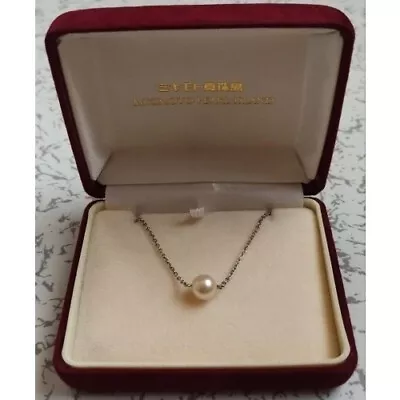 Mikimoto Necklace Pendant Pearl Island Single Silver Chain Jewelry Case LTD JP◎ • $101.47