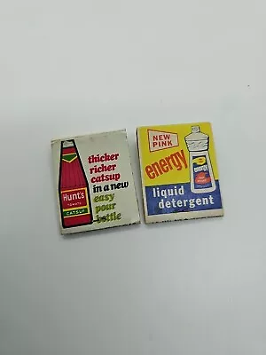 2 Vintage Advertising Matchbooks Hunt's & Energy Detergent Bonus Book Included • $9.99