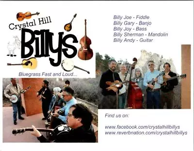 Manitou Springs CO Colorado CYRTAL HILL BILLYS Bluegrass Music Band 4X6 Postcard • $7.59