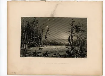 W.H. BARTLETT AMERICAN SCENERY Winter Scene On Catterskills Litho From 1840 Book • $44.99