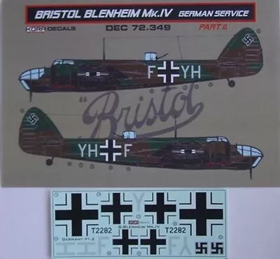 £9.99 • Buy Bristol Blenheim Mk.IV Luftwaffe II - DECALS SET, DEC72349, KORA MODELS, 1:72