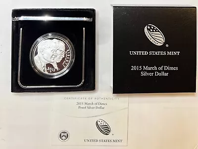 2015 W March Of Dimes Proof Silver Dollar OGP & COA • $34.99