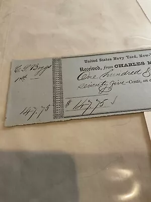 901 Usn Civil War Admiral Charles Boggs Signed Chk 1858 Mississippi River Hero • $105