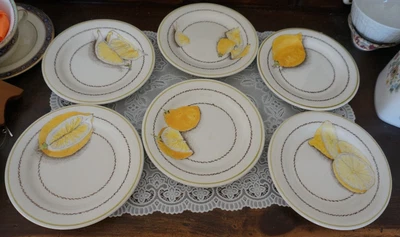 £47.87 • Buy VINTAGE Gien Peint Main Citron Canape / Bread Plate Set Of 6 - 6 1/2 , France