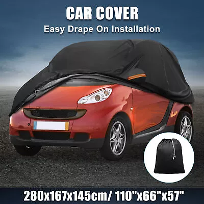 Waterproof 210D-PU Oxford Car Cover For Smart Fortwo 07-23 With Zipper Black • $42.99