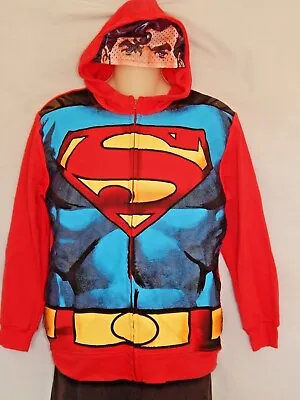 Superman Boys Hoodie Size Large XL Hooded Sweatshirt Costume Mask NEW DC Comics • $21.86